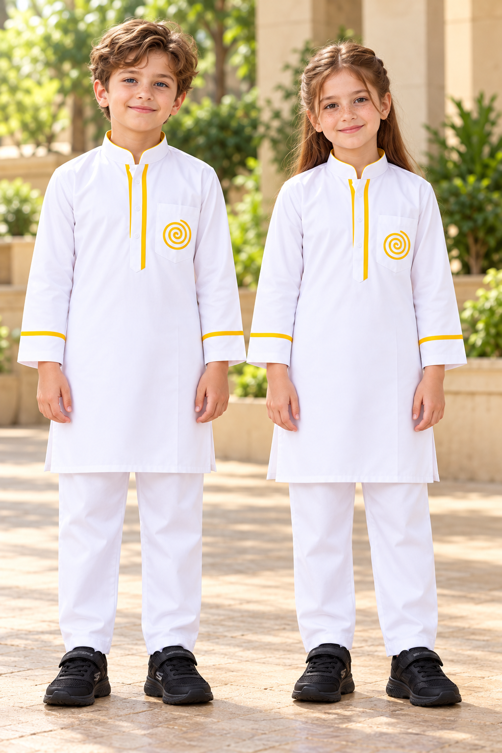 AI-generated uniform illustration for Bramhapriya World School