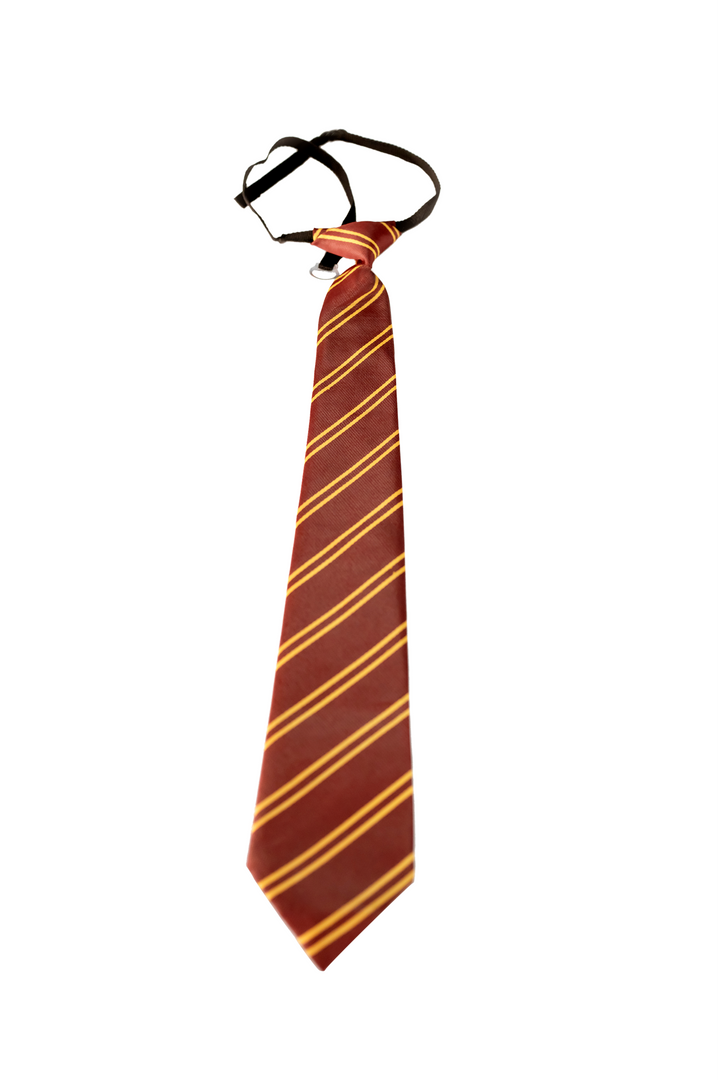 School Uniform Tie – Maroon with Yellow Stripes