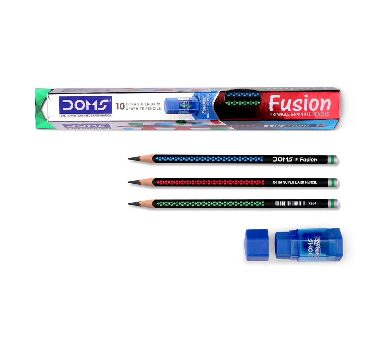 DOMS Fusion Triangle Graphite Pencils, Pack of 10