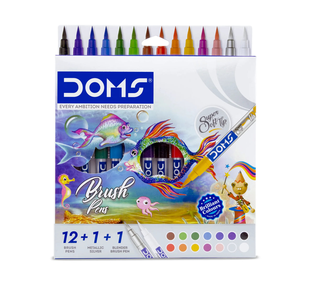 DOMS Brush Pens – 12+1+1