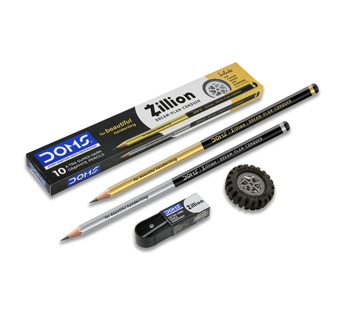 DOMS Zillion X-tra Super Dark Graphite Pencils, Pack of 10