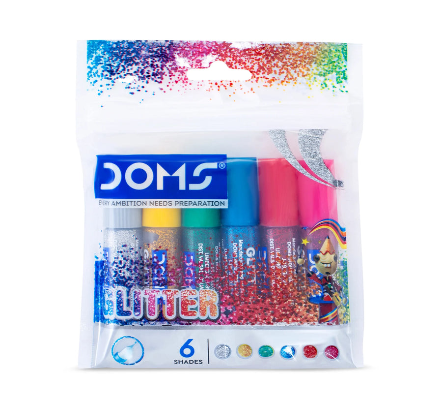 DOMS Glitter Colours, 6 Shades × 5.5 ml