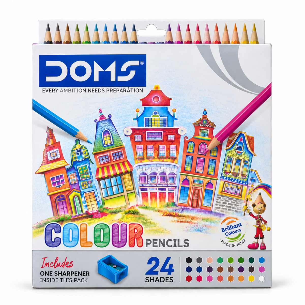DOMS Colour Pencils, 24 Shades — AI-cleaned product photograph