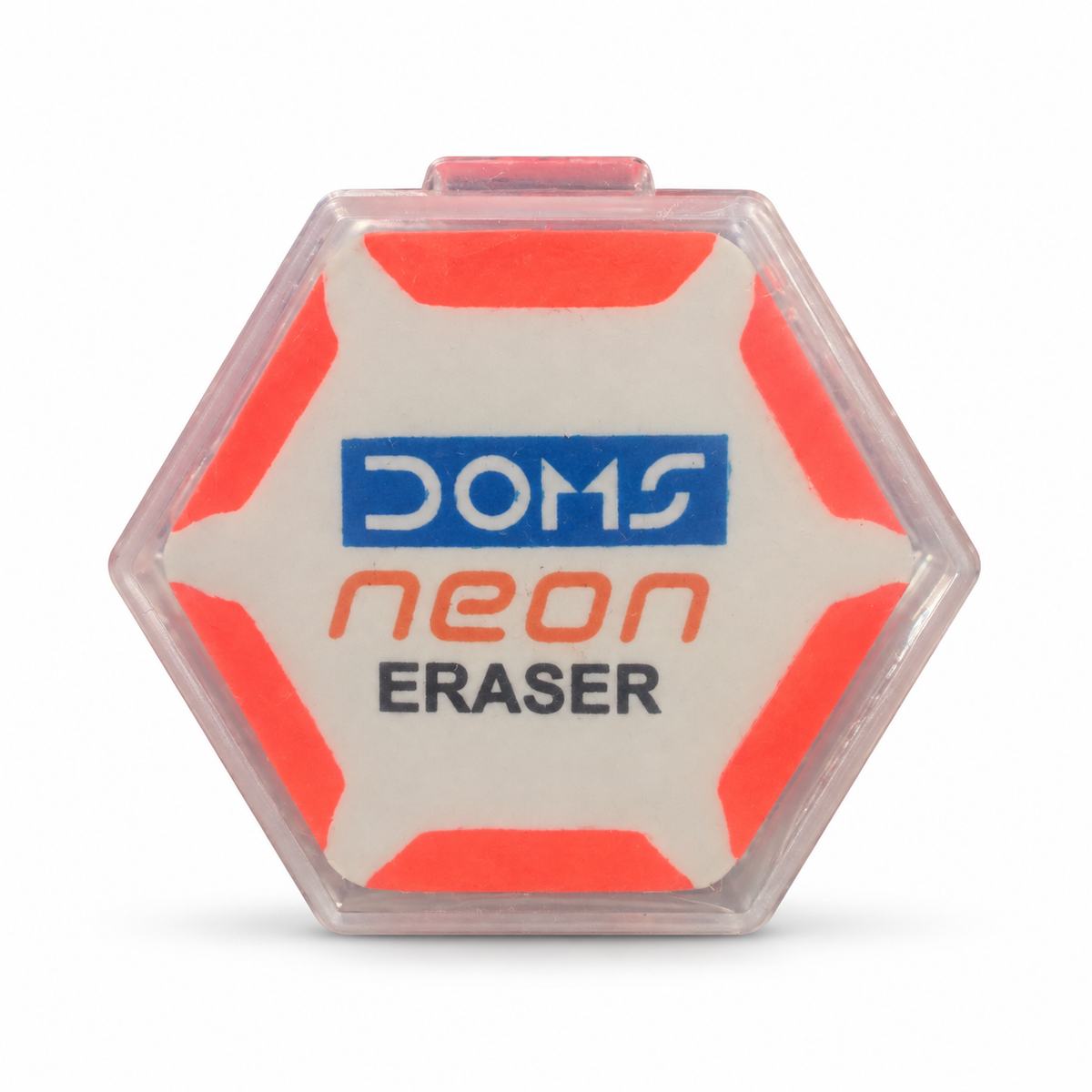 DOMS Neon Hex Eraser — Coral — AI-cleaned product photograph