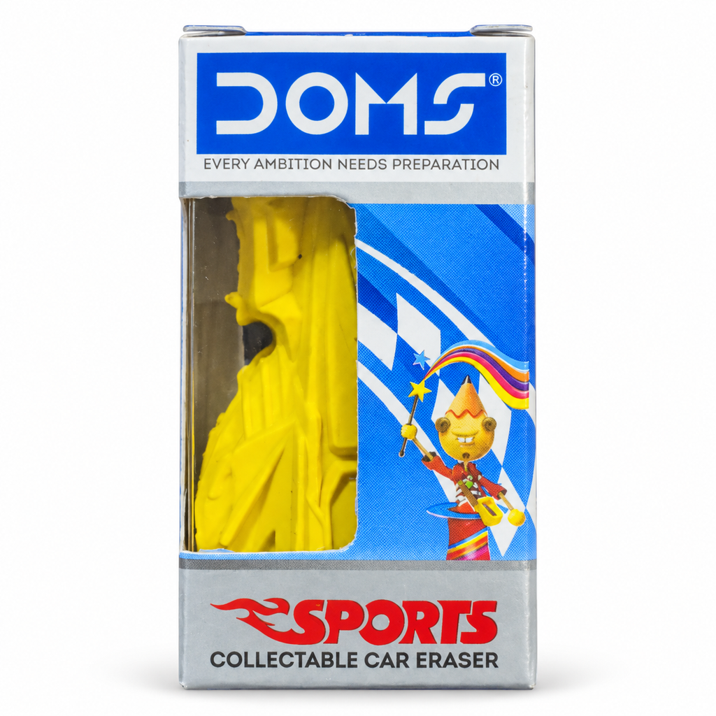 DOMS Sports Car Eraser Yellow — AI cleaned product photograph