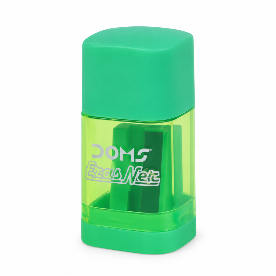 DOMS Neon Erasner Eraser-Sharpener — Fluorescent Green, 1 Piece