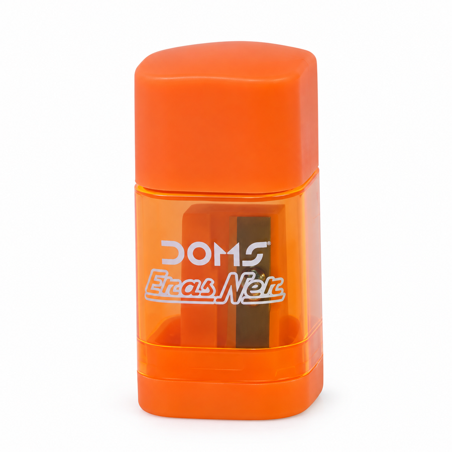 DOMS Neon Erasner Eraser-Sharpener — Orange, 1 Piece