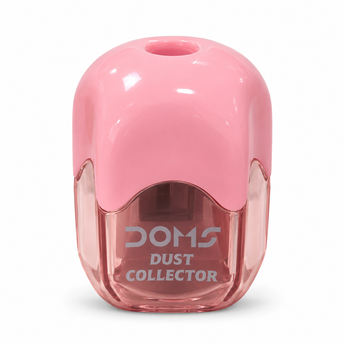 DOMS Dust Collector sharpener — pale pink and plum, one unboxed unit with integral shavings collector