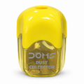 DOMS Dust Collector sharpener — yellow lid with its actual transparent yellow-tinted collector, one unboxed unit