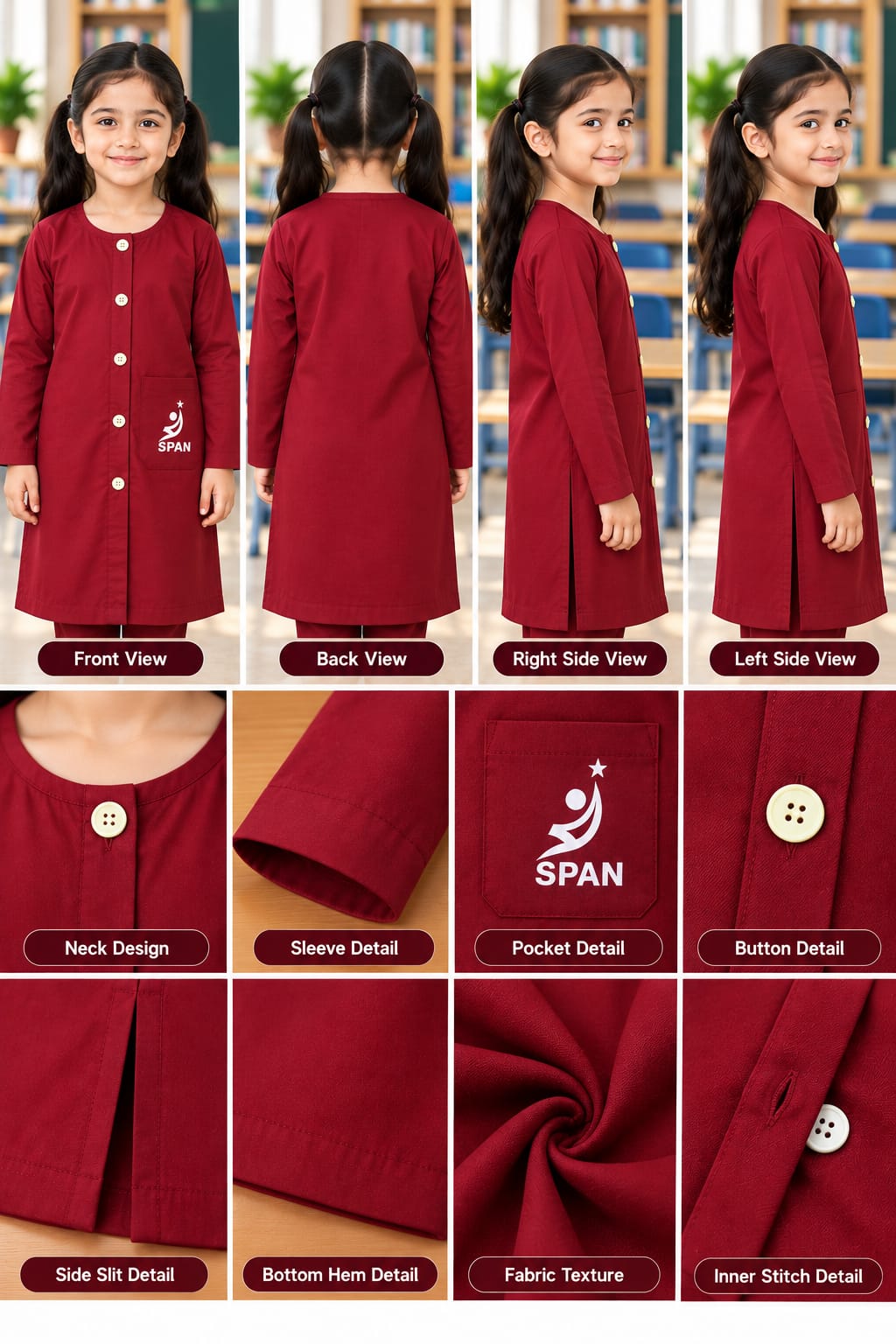 SPAN GIRLS KURTA 5TH TO 10 TH